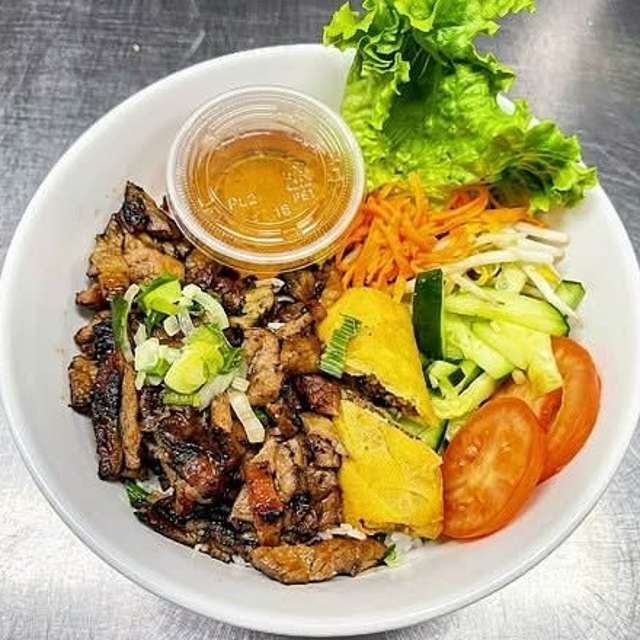 Grilled Pork & Egg Roll Rice Plate.
